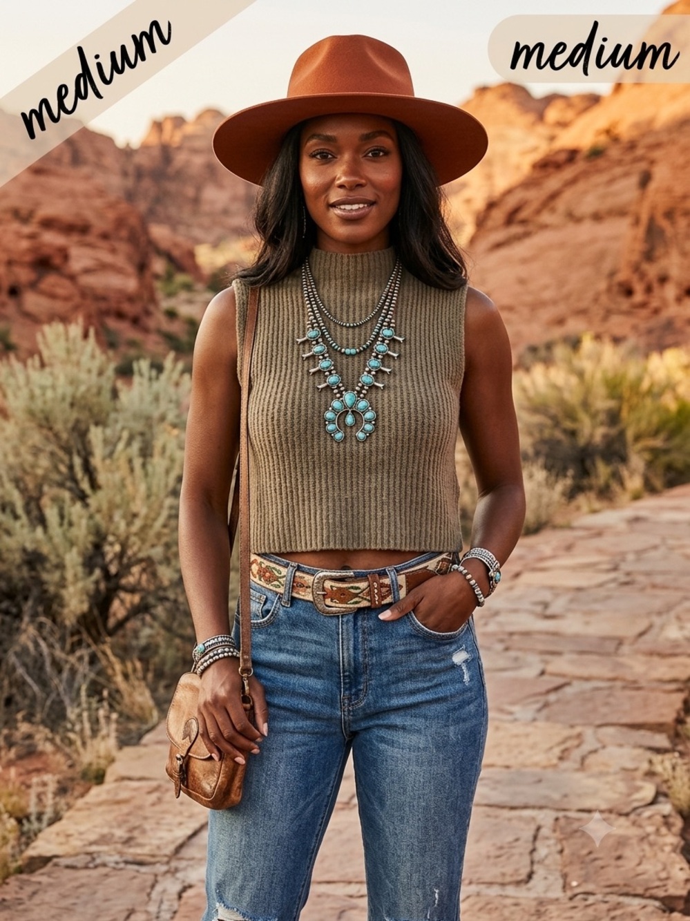 Dynamite Neutral Taupe/Olive Ribbed Sleeveless Mock Neck Sweater Vest